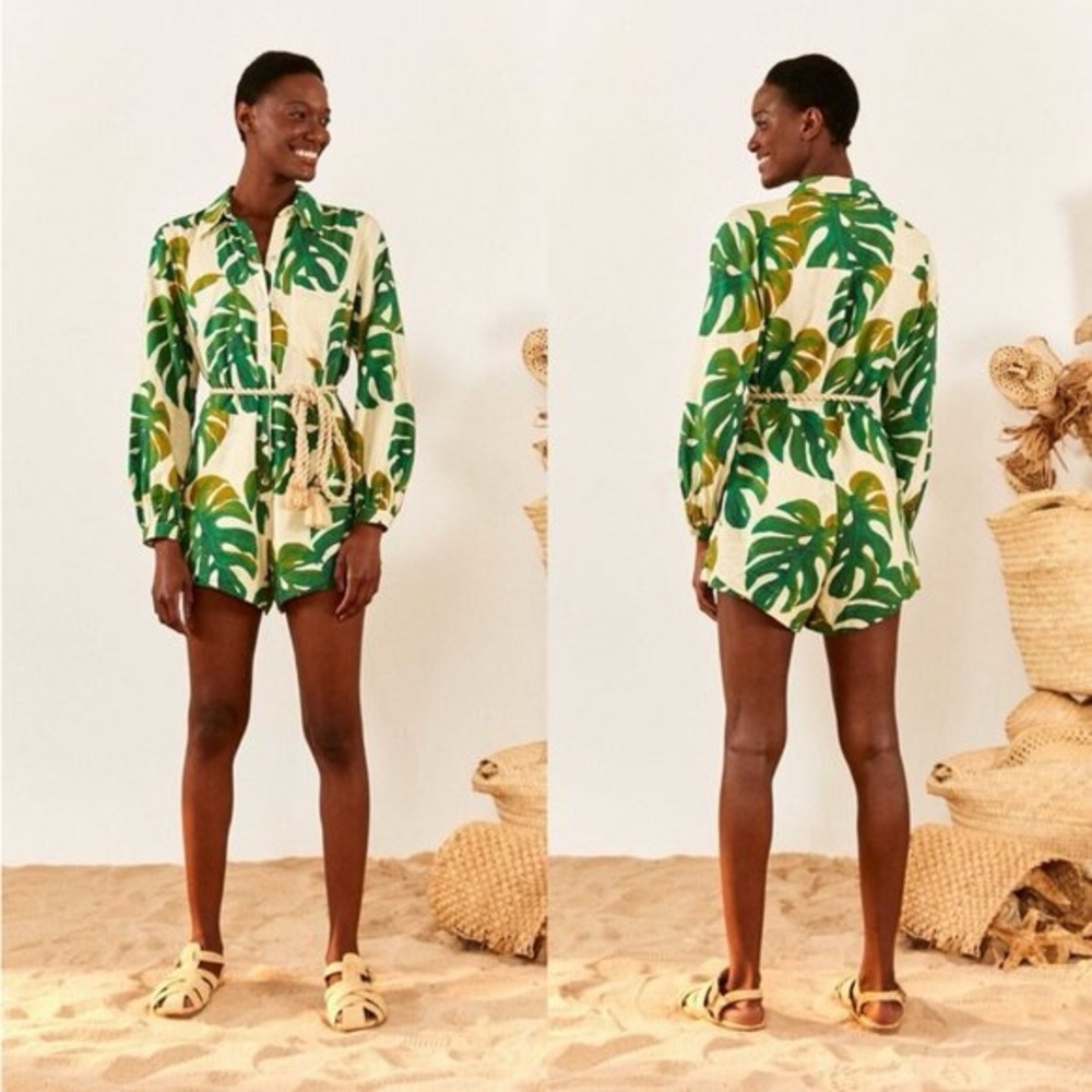NWT FARM RIO Monstera Romper, sz XS